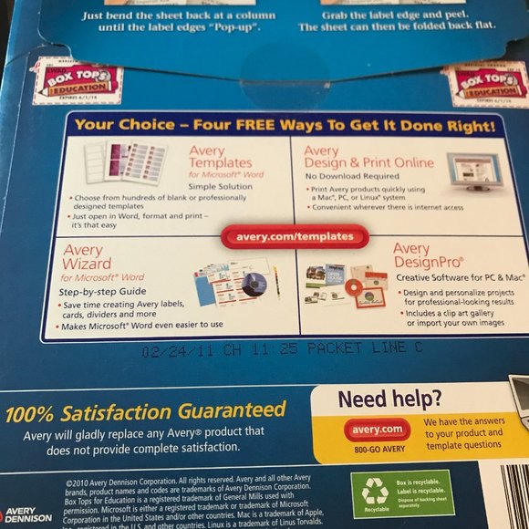 Avery 8160 White Address Labels Inkjet Easy Peel Pop-up Edge, 1" x 2 5/8" - Picture 2 of 3